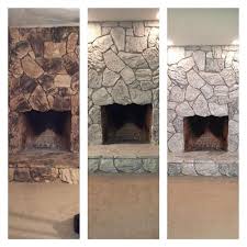 Painting lava rock wall mantle fireplace makeover. 9 Painting Lava Rock Fireplace Ideas Rock Fireplaces Fireplace Painted Stone Fireplace