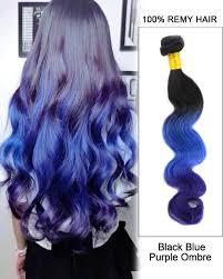 Blue and purple ombre for a natural hair color #longhair #ombrehair #highlights★explore galaxies with blue and purple hair. 14 Black Blue Purple Ombre Hair Three Tones Hair Weave Body Wave Weft Remy Human Hair