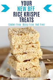 Simply add a 1/4 cup of rainbow sprinkles to the rice krispies before adding the marshmallow mixture. Rice Krispie Treats Eating Gluten And Dairy Free Recipe Dairy Free Rice Krispie Treats Nut Free Desserts Krispie Treats Recipe