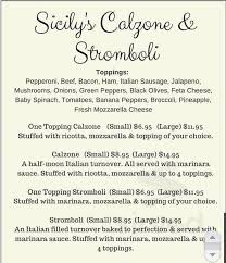 Hours may change under current circumstances Sicily S Italian Cuisine Menu In Salem Virginia Usa