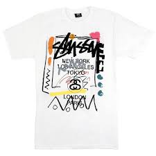 Stussy World Tour Doodle T Shirt In White In 2019 T Shirt