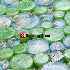 This kitchens sage color scheme is incorporated from countertop to ceiling through glossy green glass tiles. 3d Glass Wall Tile Kitchen Backsplash Resin Shell Mosaic Rnmt062 Blue Mix Green Glass Mosaic For Bathroom Wall Floor Tiles Mosaic Floor Mosaic Craftmosaic Paper Aliexpress