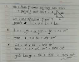 1 Alas Sebuah Prisma Berbentuk Segitiga Siku Siku Dengan Panjang Sisi 12cm 16vm Dan 20cm Jika Brainly Co Id