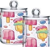 Colorful Cartoon Popsicle Airtight Transparent Plastic Storage Jar Glass  Food Storage Container for Food Herbs Tea etc with Storage Lid easy to use  ...