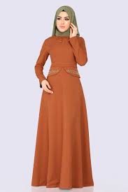 Modaselvim Elbise Beli Nakis Ve Incili Elbise 2125ms212 Kiremit Fashion Dresses Fashion Long Sleeve Dress