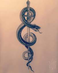 Basilisk And Sword Of Gryffindor For Cale Mythology Tattoos Greek Sword Tattoo Sword Tattoos
