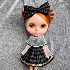 LAST ONE Harlequin Dress and Bow Set for Blythe