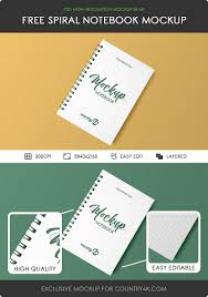 Https Country4k Com Product Free Spiral Notebook Mockup In 4k Free Notebook Spiral Notebook Mockup