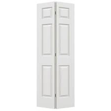 Woodgrain 6 Panel Primed Molded Interior Bi Fold Closet Door Thdjw160600147 At The Home Depot Bifold Doors Bifold Door Hardware Bifold Closet Doors