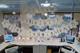 Space Party Stage Ideas Christmas Decoration Ideas For Office Office Christmas Decorating Themes Christmas Party Decorations Diy Office Christmas Decorations
