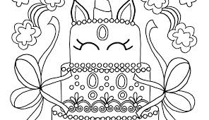 Coloring pages, black and white cute kawaii hand drawn unicorn doodles, circle print, print. Colouring Pages Unicorn Cake