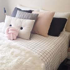 Nordic Scandi Scandinavian Bedroom In Blush Pink Grey White And Black With Grid Duvet Bedding Pink Bedroom Decor Pink Bedroom For Girls Pink Gray Bedroom