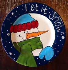 Let It Snow Snowman Plate Paint Your Own Pottery Paint Your Pot Cary North Carolina Pottery Painting Pottery Painting Designs Holiday Pottery