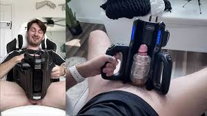 His First Time Putting His Big Uncut Dick into His Xt5 Auto Stroker Toy  till He Cums - Toy Review: Gay Porn