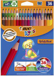amazon com bic kids evolution colouring pencils value pack of 36 assorted colours woodless shock resistant and ultra durable office products coloriage glace