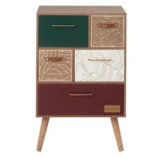 Petit Meuble De Rangement 5 Tiroirs Motifs Graphiques Foliage Maisons Du Monde Drawer Storage Unit 5 Drawer Storage Graphic Prints