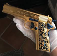 Colt 1911 Black And Gold Pin On Hand Guns