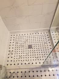 Carrera Marble Floor Is Hampton Evanston 2 Inch Octagon Borderless Inlaid In Hampton Hermosa Polished Octago Marble Showers Marble Bathroom Shower Threshold