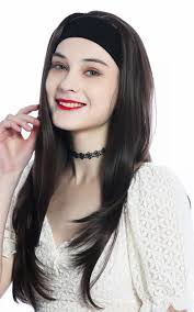 PELUCA POSTIZO MEDIA Peluca Con Diadema Larga Lisa Mezcla Rubia EUR 25,41