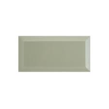 Sage green, white, teak, sandy brown, white. Metro Brick Gloss Sage Green 10cm X 20cm Wall Tile