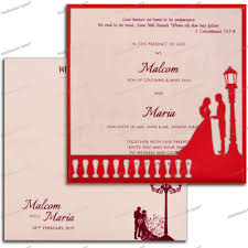 Here are some ideas for some stylish, yet elegant and individualistic designs for splendid christian wedding invitation cards. Christian Design Red Christian Wedding Invitation Size 8 X 8 Rs 65 Piece Id 20100304833