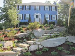 Perhaps it's because they get such little time outside each in any case, more people in the northeast are starting to realize that the soil structure of new england landscapes actually does not grow lawn seed well; Massachusetts Sloping Front Yard Landscaping Network