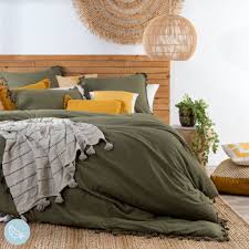 Salma Tassel Olive Quilt Cover Set In 2020 Green Master Bedroom Green Comforter Bedroom Olive Bedroom