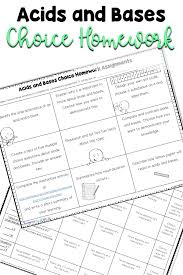 Acids Bases And The Ph Scale Choice Board Free Science Skills Middle School Science Classroom Physical Science Lessons
