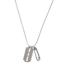 Mcq Alexander Mcqueen Razor Blade Pendant Necklace Silver Safety Pin Pendant Accessories Necklace