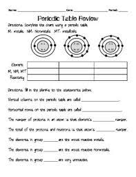 Use your notes to answer the following questions. Periodic Table Review With Answer Key By Breda Science And History