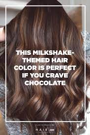 This Milkshake Themed Hair Color Is Perfect If You Crave Chocolate Hair Color Coffee Hair Hair Color Chocolate
