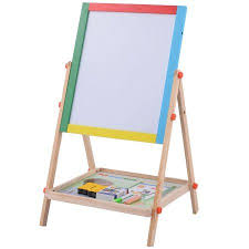 Costway Adjustable 2 In 1 Wooden Easel Chalk Drawing Board Black White Children Kids Walmart Com Wooden Easel Kids Easel Adjustable Easel