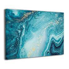Unique wall art, home decor. Okoart Canvas Wall Art Prints Agate Abstract Ocean Swirls Marble Photo Paintings Contemporary Decorative Artwork For Living Room Wall Decor And Home Decor Framed Ready To Hang 16x20inch Buy Online In Samoa