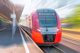High-speed Electric Train with Motion Blur. Train at the ...