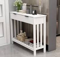 Amazon.com: TaoHFE White Narrow Console Table with Storage ...