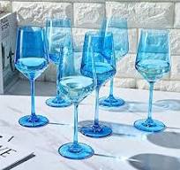 Amazon.com | Blue Wine Glasses Set of 6-12 oz Colored Wine ...