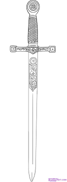 The blade is created of the finest stainless steel and embellished with intricate medieval designs, while the hilt's metal guard and pommel are cast with images of fierce dragons and. How To Draw Excalibur Sword In The Stone Step 5 Sword Tattoo Stone Tattoo Sword Drawing