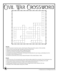 Civil War Crossword Puzzle Civil War Lessons Civil War Activities Civil War