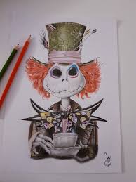 Jack Skellington Mad Hatter Pencil Drawing Jack Skellington Drawing Mad Hatter Drawing Drawing Artwork