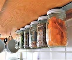 9 Diy Ideas To Spruce Up Your Kitchen Cabinets Mason Jar Kitchen Kitchen Organization Diy Mason Jar Storage