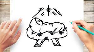 How To Draw Jesus In A Manger Step By Step - Youtube