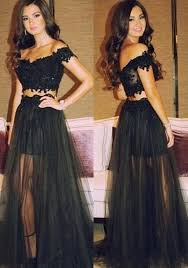 2016 Party Evening Dress Popular Prom Dress From Promtailor With Images Black Lace Prom Dress Prom Dresses Two Piece Evening Dresses Prom