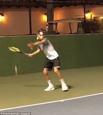 Romeo beckham has no intention of throwing in the towel despite temperatures at wimbledon yesterday nudging 90f (32c). Romeo Beckham Gets Private Tennis Lesson From Former World Number One Caroline Wozniacki In Miami Express Digest