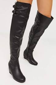 Ardene Knee High Wedge Boots With Buckles In 2019 Knee
