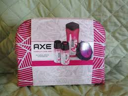 Axe Anarchy For Her Gift Set Shower Gel Detailer Tool Daily Fragrance Bag Pink Axe Anarchy Pink Bag White Bag