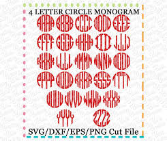 Download 4 Letter Circle Monogram Cutting File Svg Dxf Eps Creative Appliques