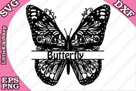 Download Zentangle Butterfly Monogram Graphic By Littlekikishop Creative Fabrica PSD Mockup Templates