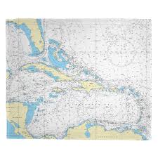 The West Indies Caribbean Nautical Chart Blanket