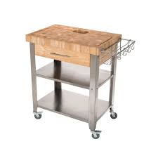 Chris And Chris Pro Stadium Natural Kitchen Cart With Chop And Drop System Jet3190 The Home Depot Kitchen Cart Kitchen Island With Butcher Block Top Diy Kitchen Table
