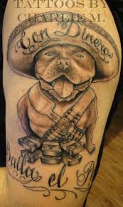 For the owner of pitbull who truly love their pet and would like the entire world to know it, you can have your face of pitbull tattooed to your body. Brown Ink Famous Gangsta Pitbull Tattoo Design Truetattoos